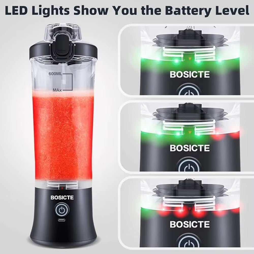 New 4000Mah Portable Juicer Cup 600ML with 6 Blades 20 Oz Mini Blender Cup for Shakes and Smoothis Blender Mixer Cup Fit Outdoor