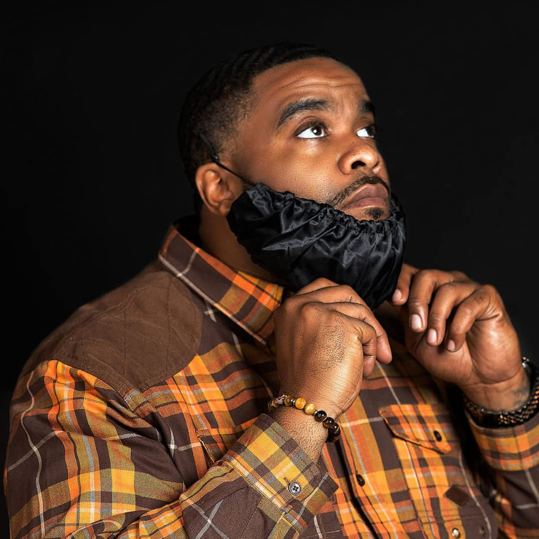 Mens for Essential Oil and Moisture Retention and Healthy Hair Growth - Premium Quality Silky Soft Beard Conditioning Cap, Helps to Prevent Itching and Split Ends - Satin Beard Bandana