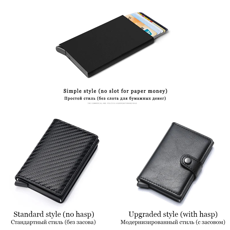 ID Credit Bank Card Holder Wallet Luxury Brand Men anti Rfid Blocking Protected Magic Leather Slim Mini Small Money Wallets Case