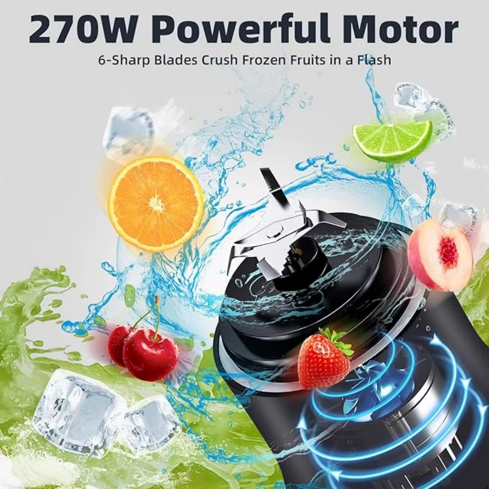 New 4000Mah Portable Juicer Cup 600ML with 6 Blades 20 Oz Mini Blender Cup for Shakes and Smoothis Blender Mixer Cup Fit Outdoor