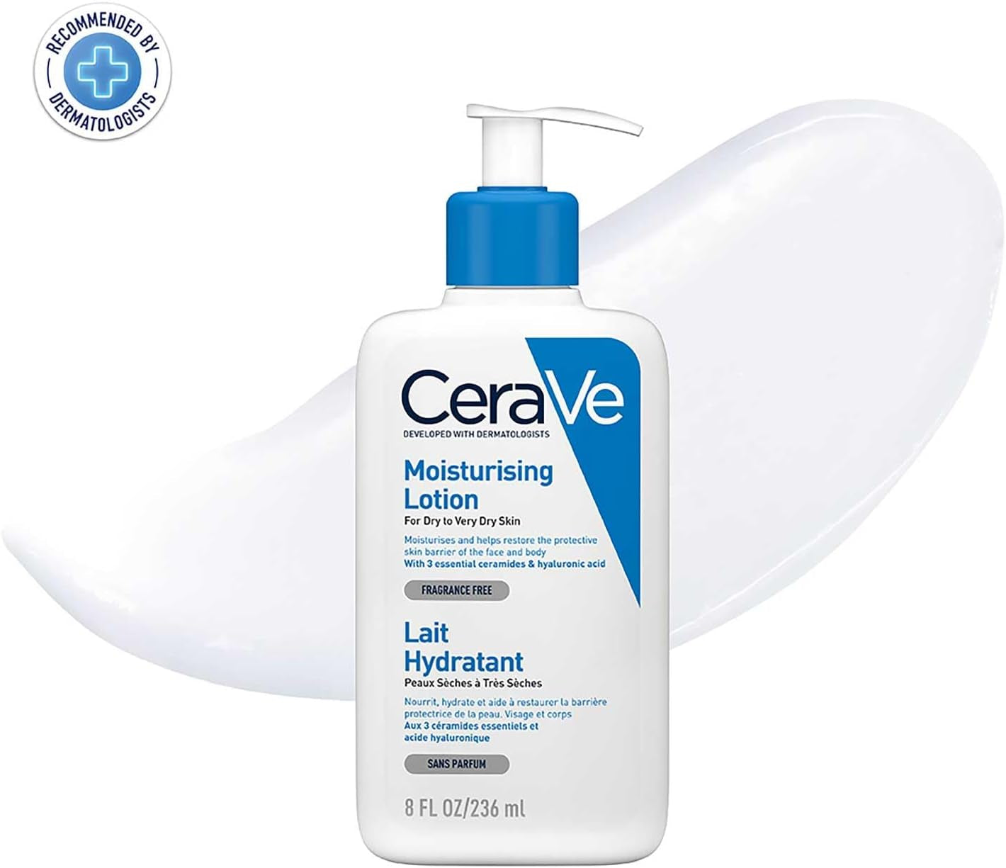 Moisturising Lotion, Face & Body, with 3 Essential Ceramides & Hyaluronic Acid, for Dry to Very Dry Skin