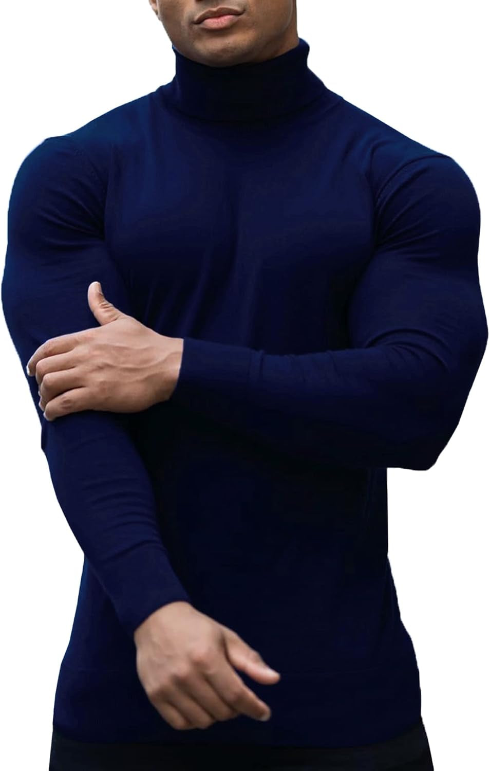 Mens Turtleneck Sweaters Slim Fit Basic Knitted Thermal Casual Long Sleeve Pullover Sweatshirt