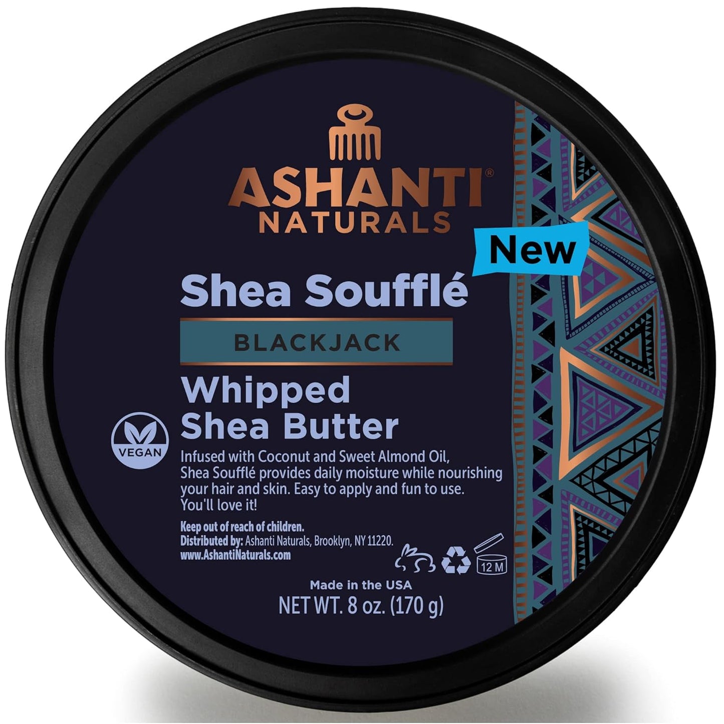 Scented Whipped Shea Butter | African Body Butter for Men W/Coconut and Almond Oil (Blackjack Souffle, 8 Oz)
