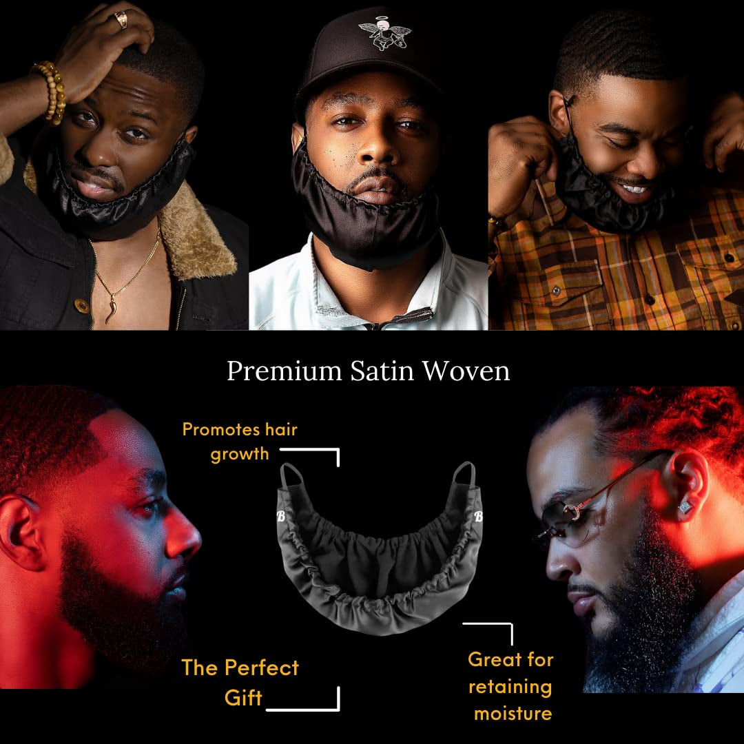 Mens for Essential Oil and Moisture Retention and Healthy Hair Growth - Premium Quality Silky Soft Beard Conditioning Cap, Helps to Prevent Itching and Split Ends - Satin Beard Bandana
