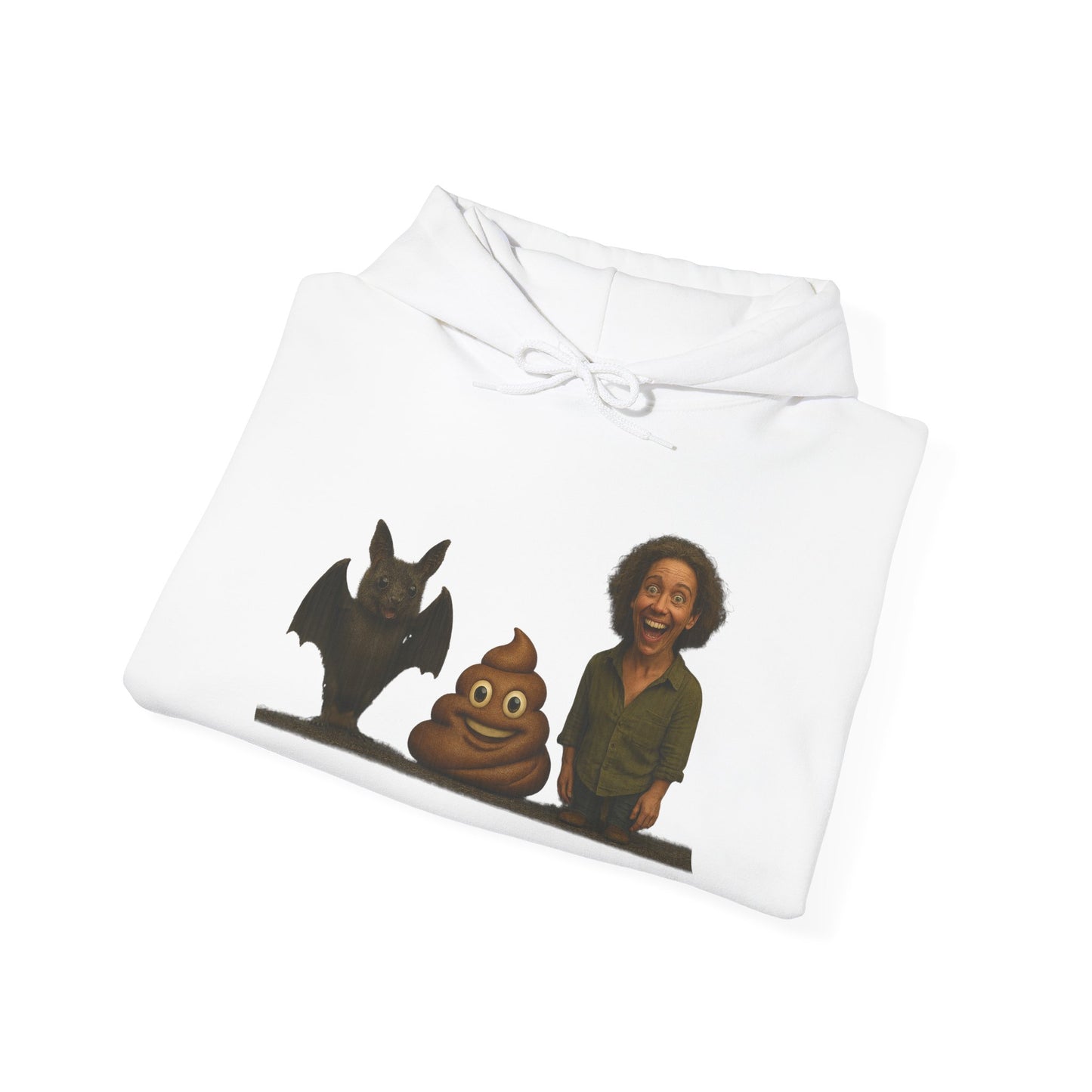 Novelty Hoodie — Whimsical Bat, Shit, Crazy