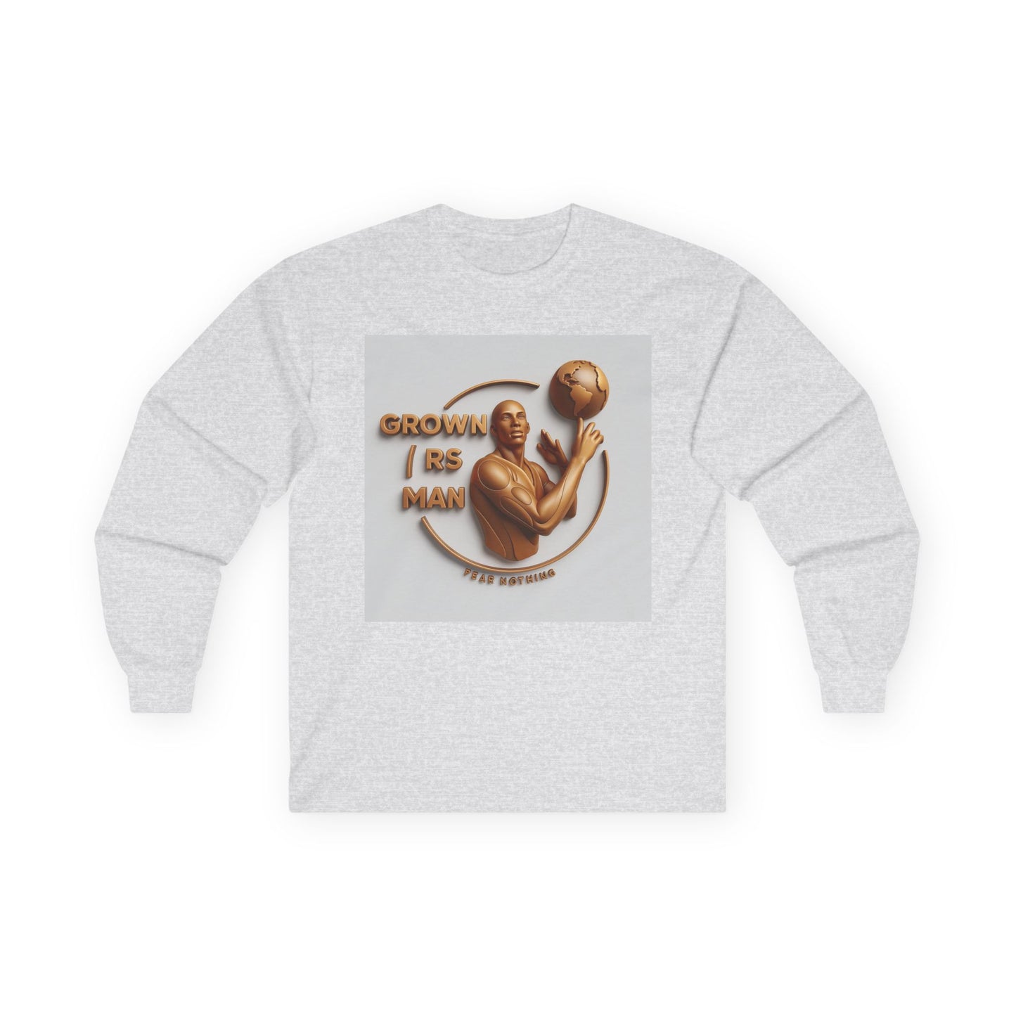 Long Sleeve Tee — "Grown R's Man" Vintage Bronze Basketball Graphic