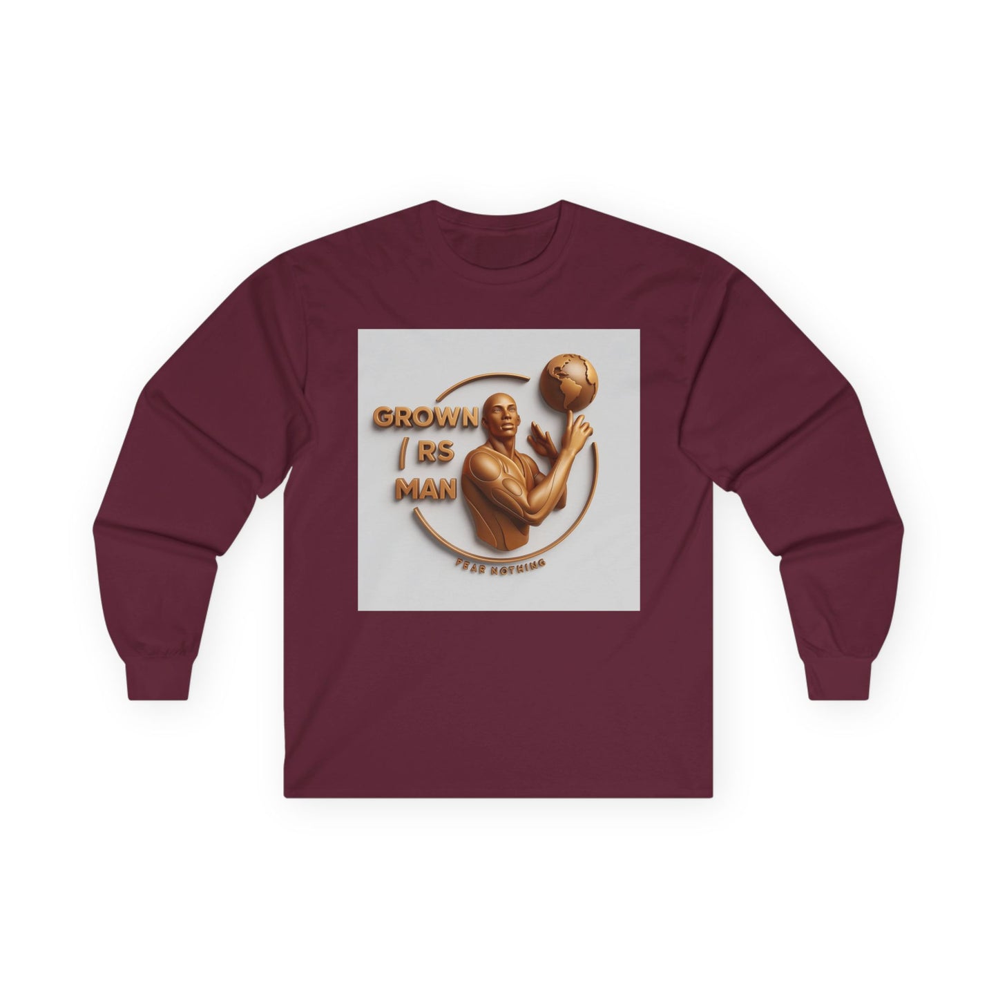 Long Sleeve Tee — "Grown R's Man" Vintage Bronze Basketball Graphic
