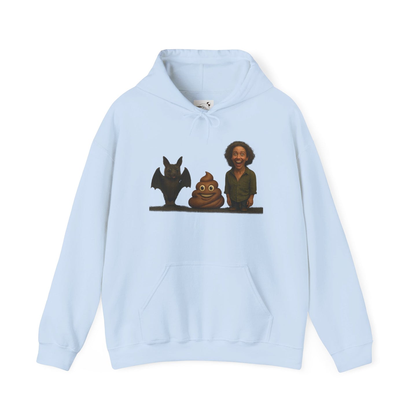 Novelty Hoodie — Whimsical Bat, Shit, Crazy