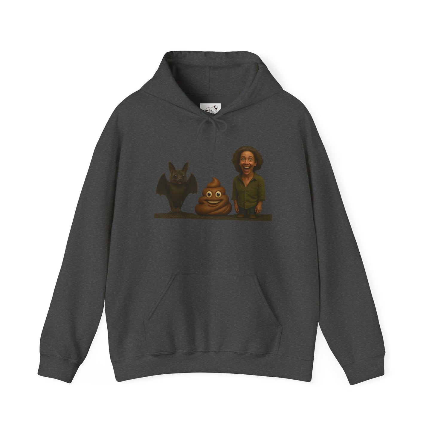 Novelty Hoodie — Whimsical Bat, Shit, Crazy