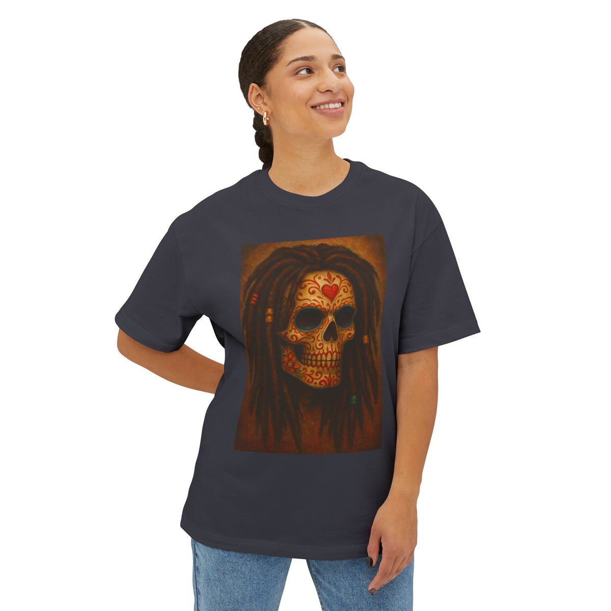 Day of the Dead  Sugar Skull with Dreadlocks Graphic
