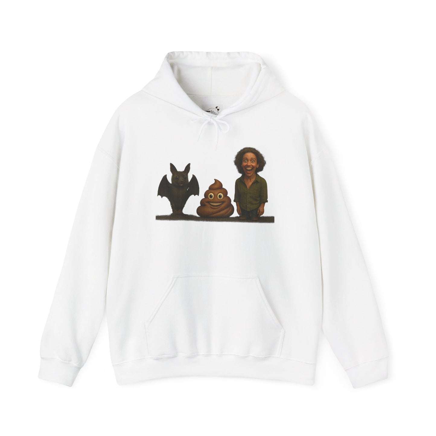 Novelty Hoodie — Whimsical Bat, Shit, Crazy