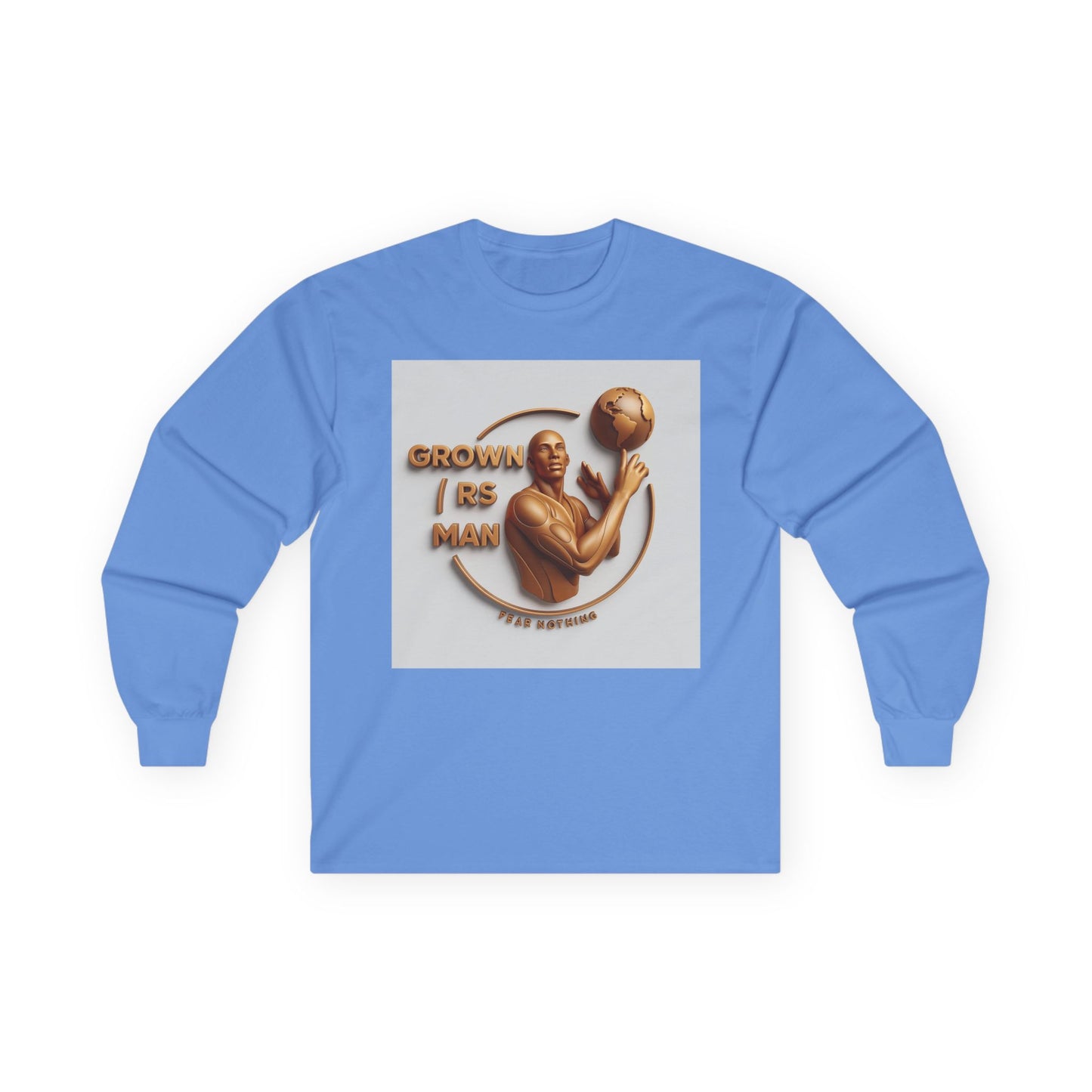 Long Sleeve Tee — "Grown R's Man" Vintage Bronze Basketball Graphic