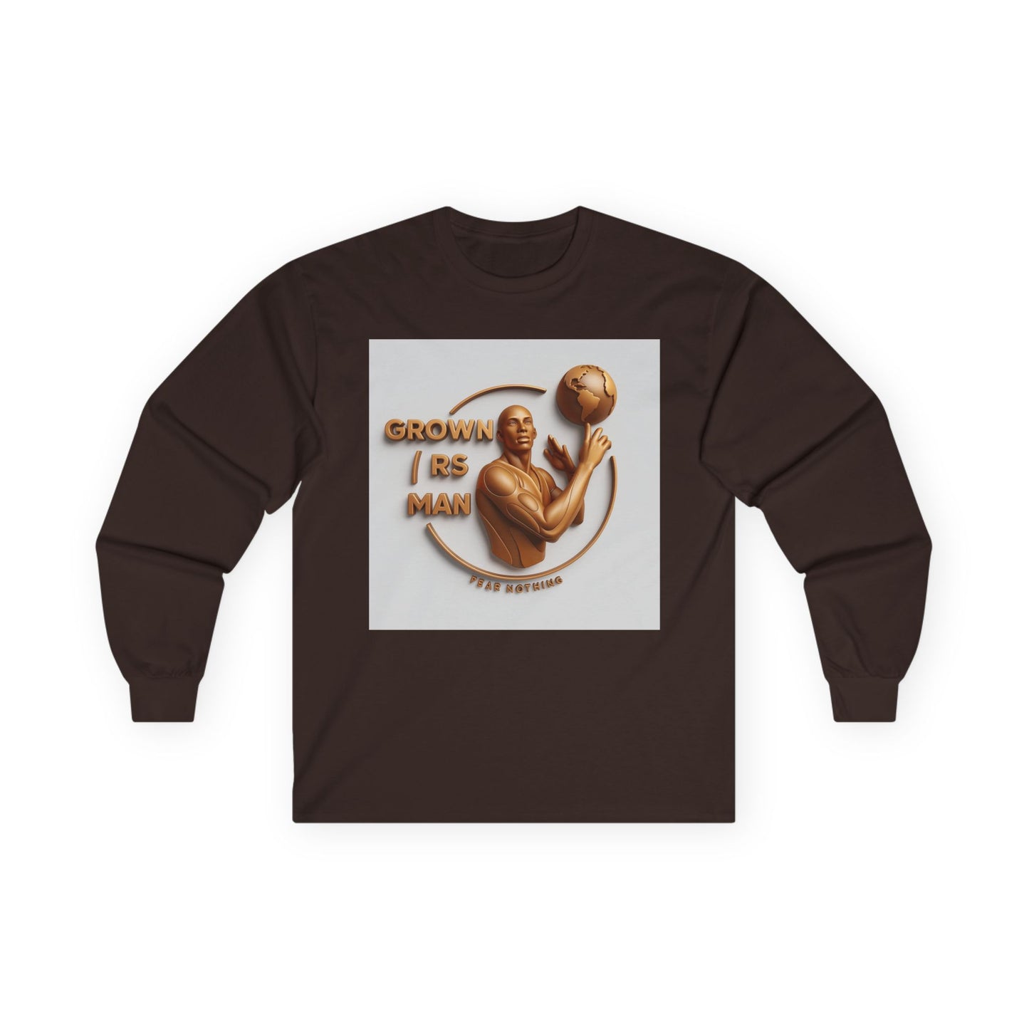 Long Sleeve Tee — "Grown R's Man" Vintage Bronze Basketball Graphic