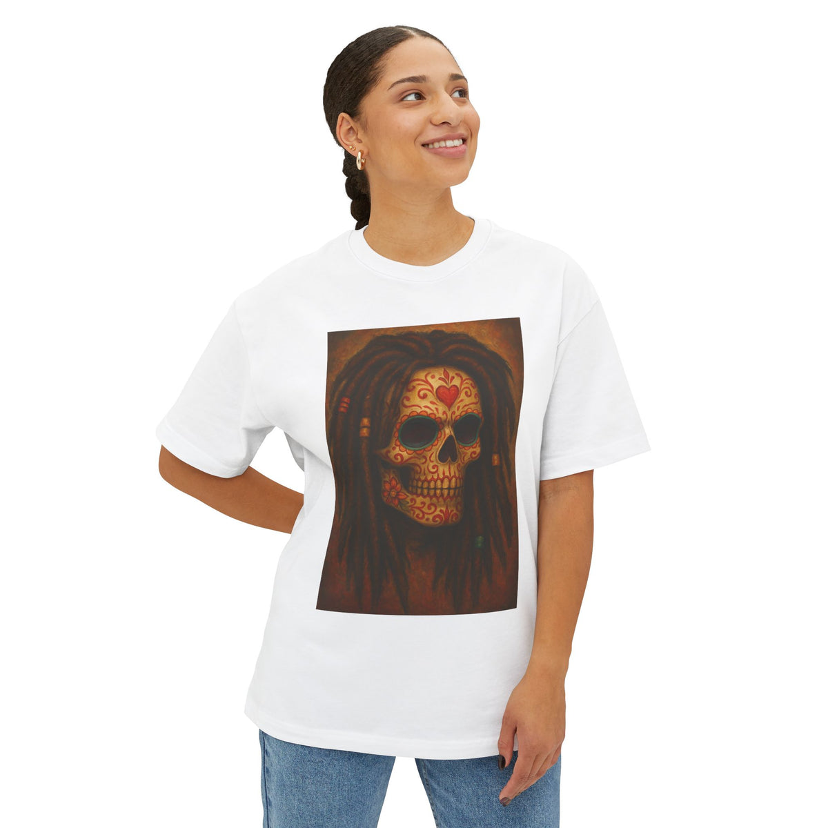 Day of the Dead  Sugar Skull with Dreadlocks Graphic