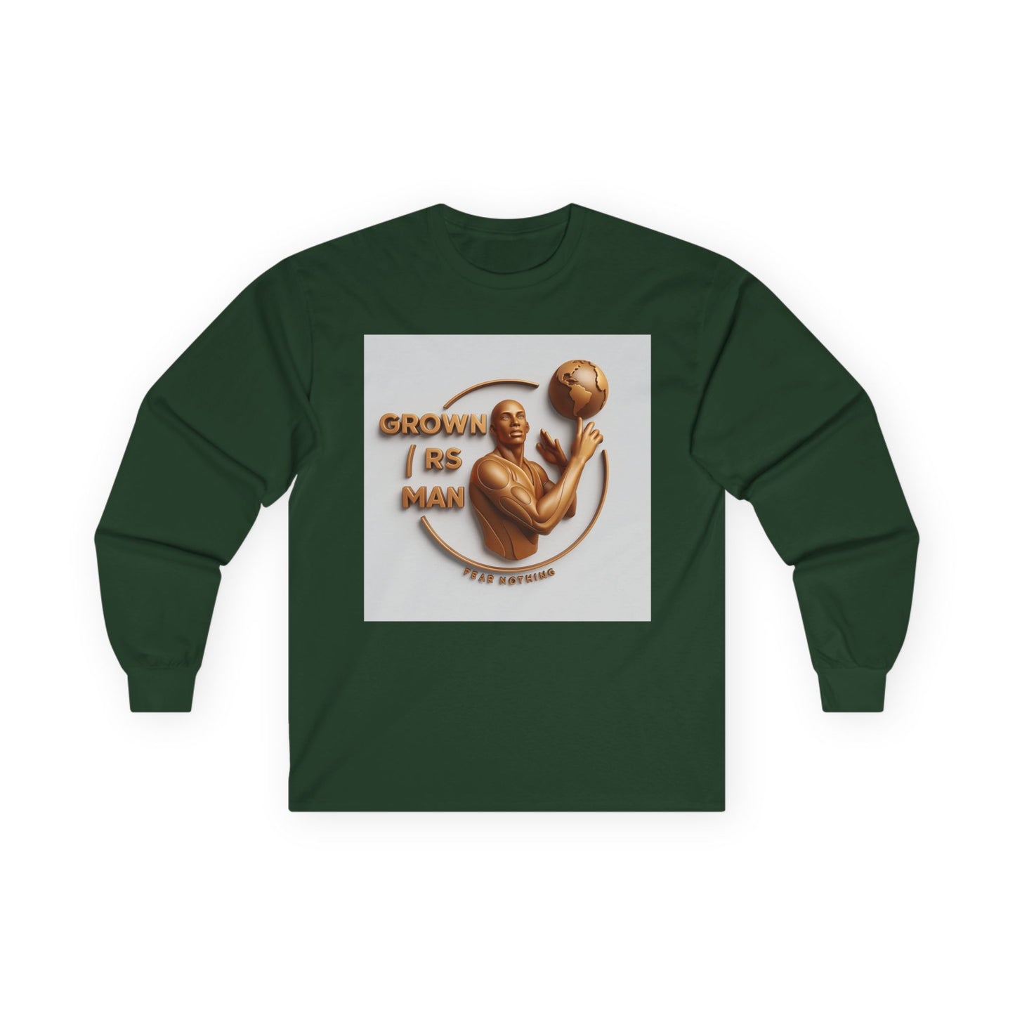Long Sleeve Tee — "Grown R's Man" Vintage Bronze Basketball Graphic