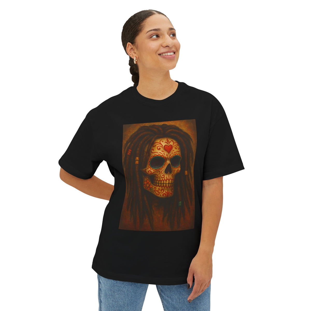 Day of the Dead  Sugar Skull with Dreadlocks Graphic