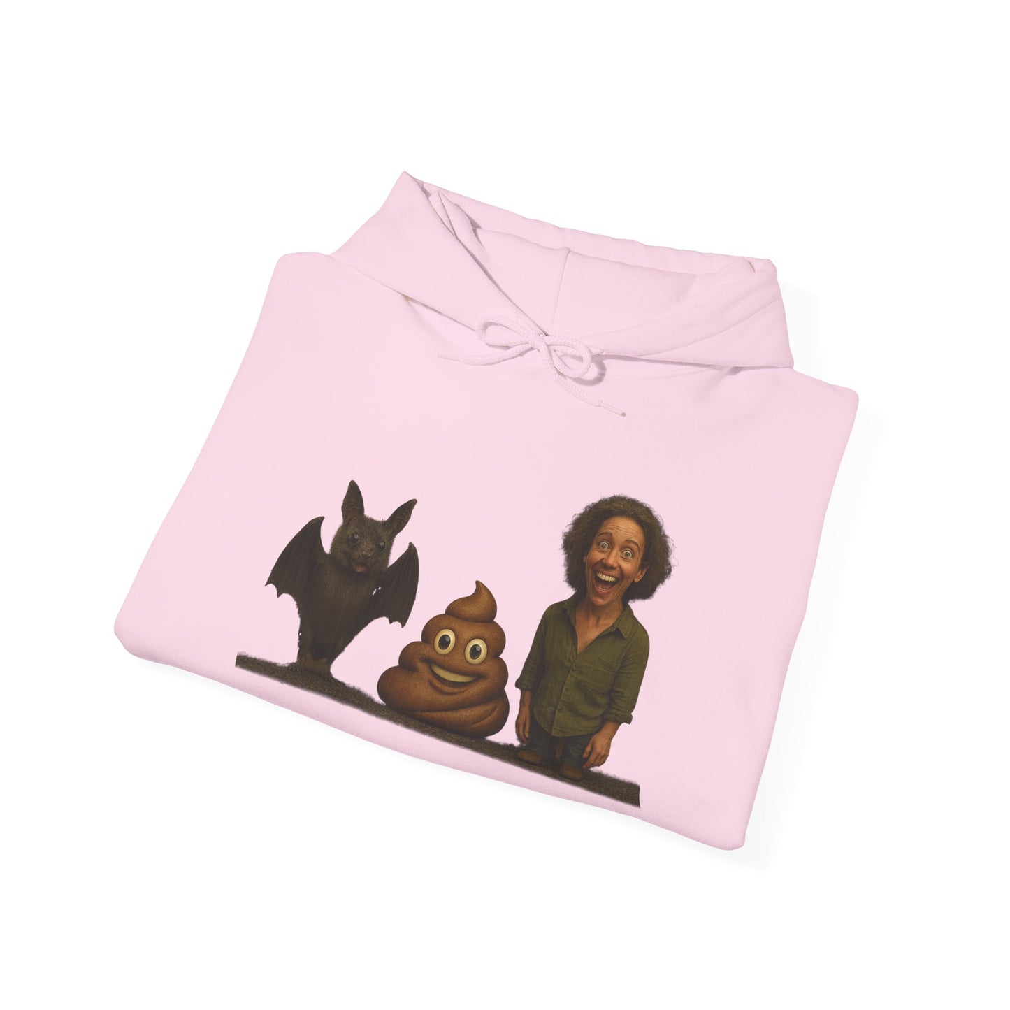 Novelty Hoodie — Whimsical Bat, Shit, Crazy