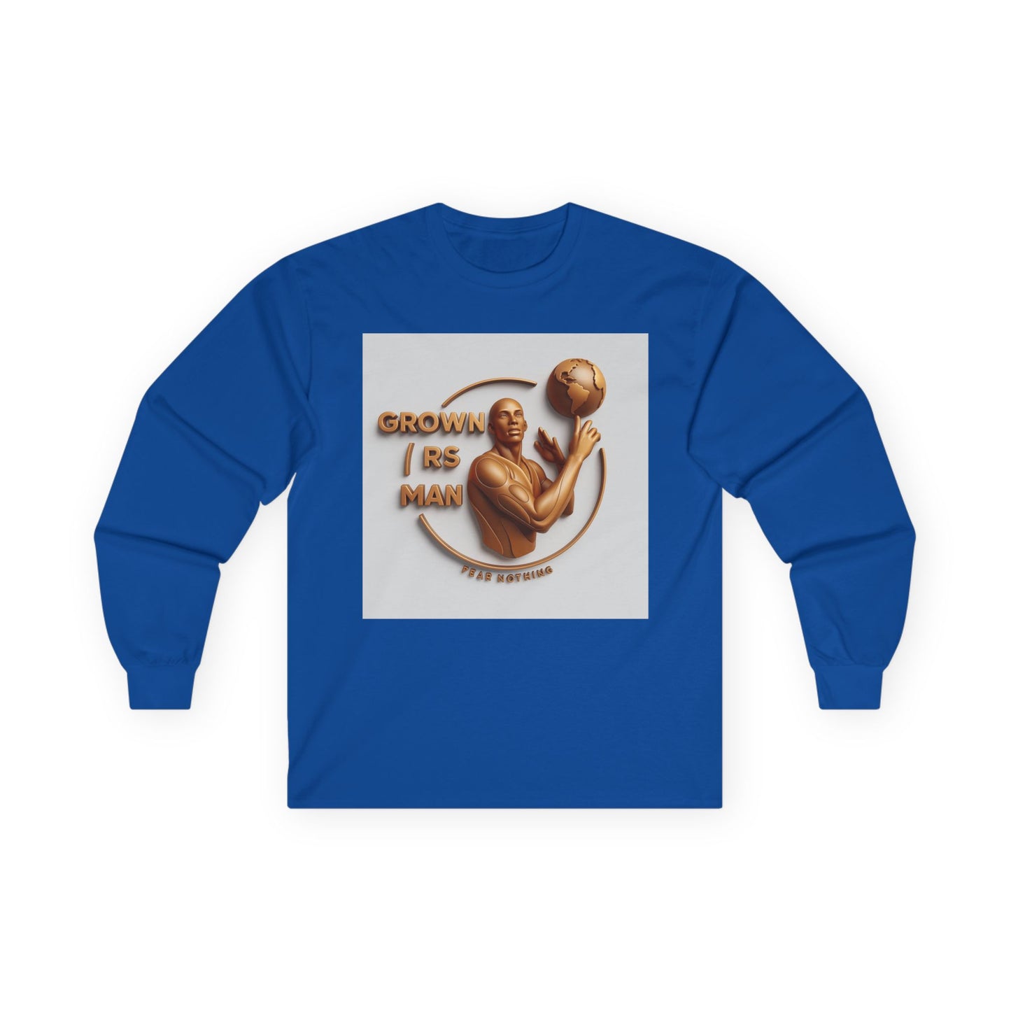Long Sleeve Tee — "Grown R's Man" Vintage Bronze Basketball Graphic