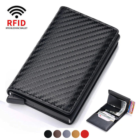 ID Credit Bank Card Holder Wallet Luxury Brand Men anti Rfid Blocking Protected Magic Leather Slim Mini Small Money Wallets Case