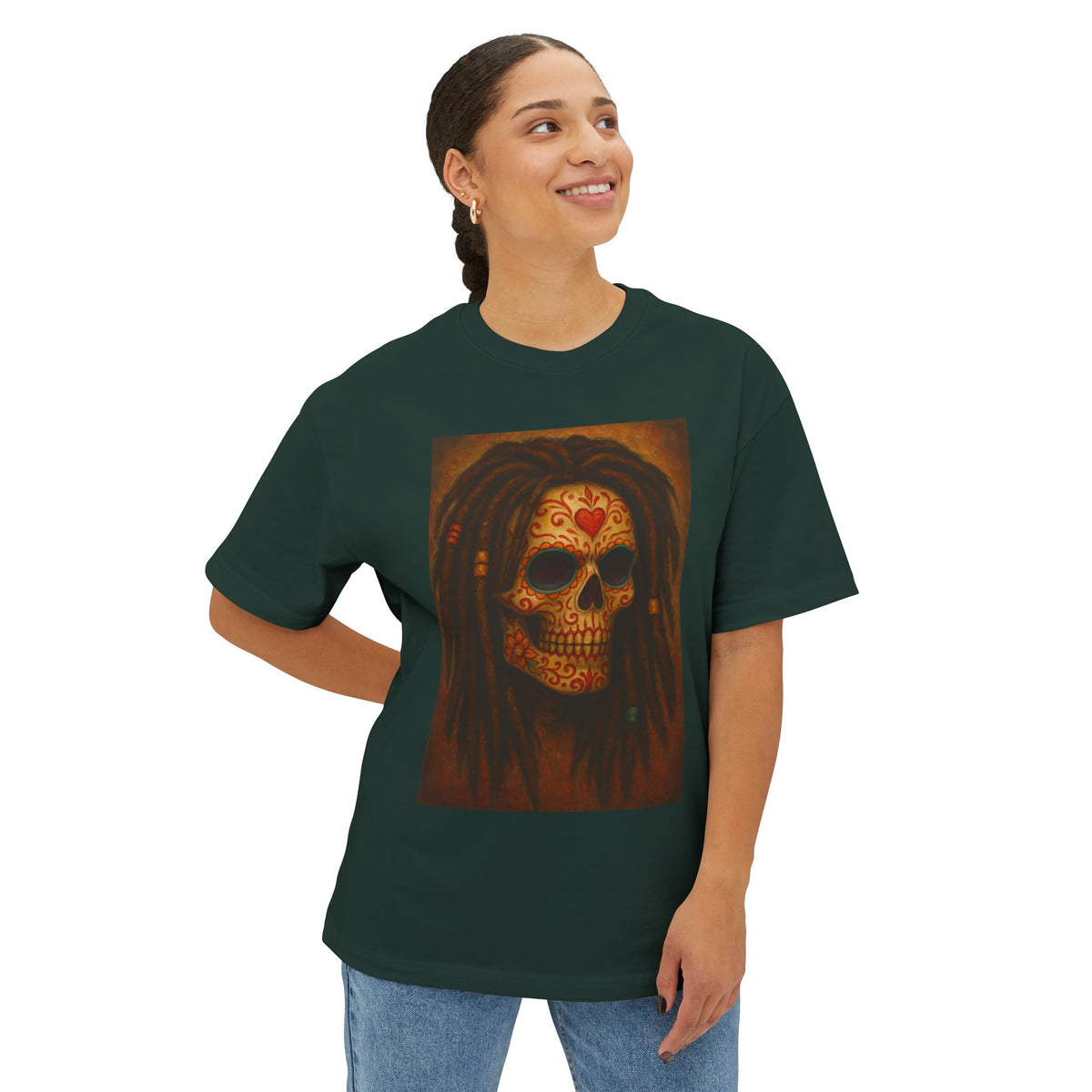 Day of the Dead  Sugar Skull with Dreadlocks Graphic