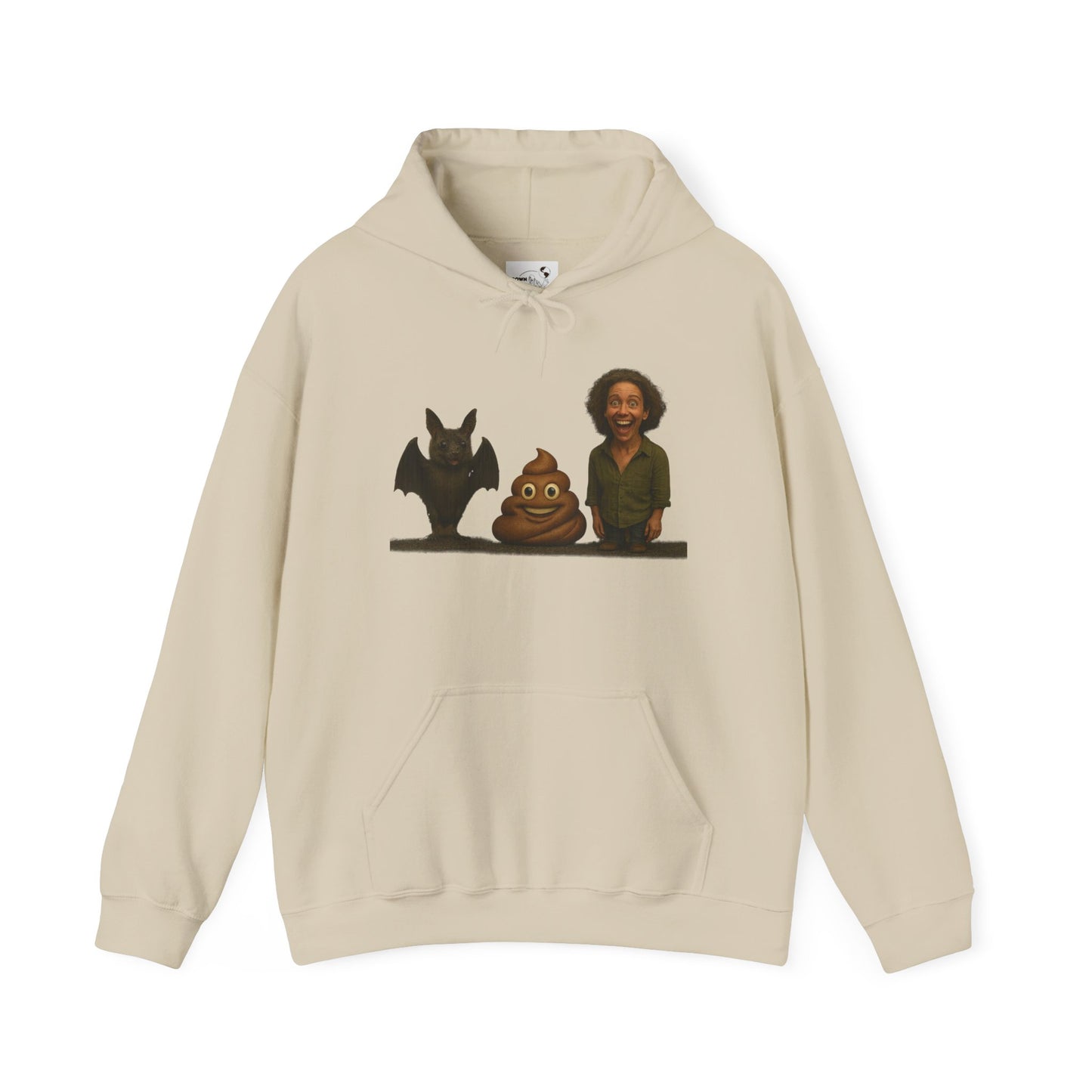 Novelty Hoodie — Whimsical Bat, Shit, Crazy