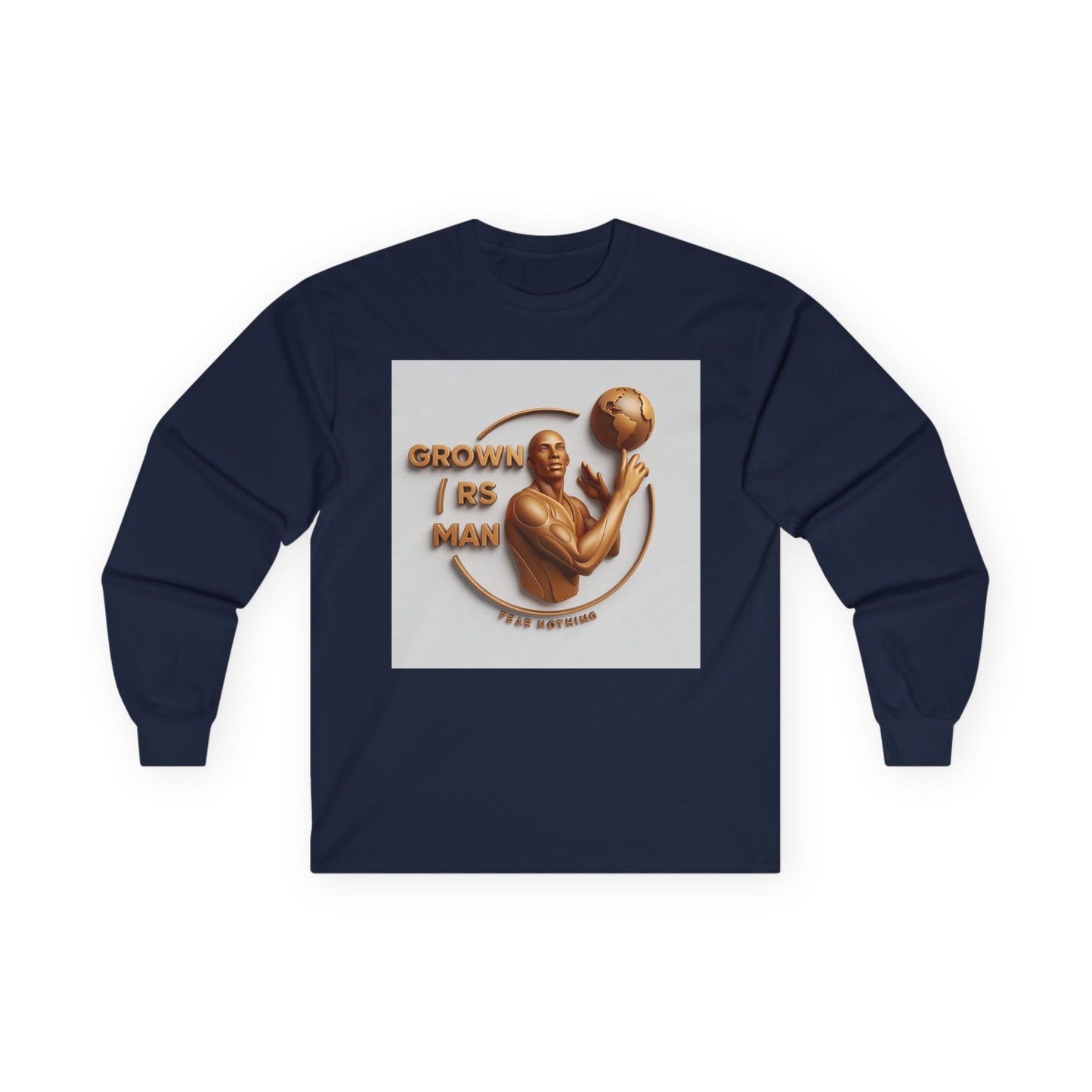 Long Sleeve Tee — "Grown R's Man" Vintage Bronze Basketball Graphic