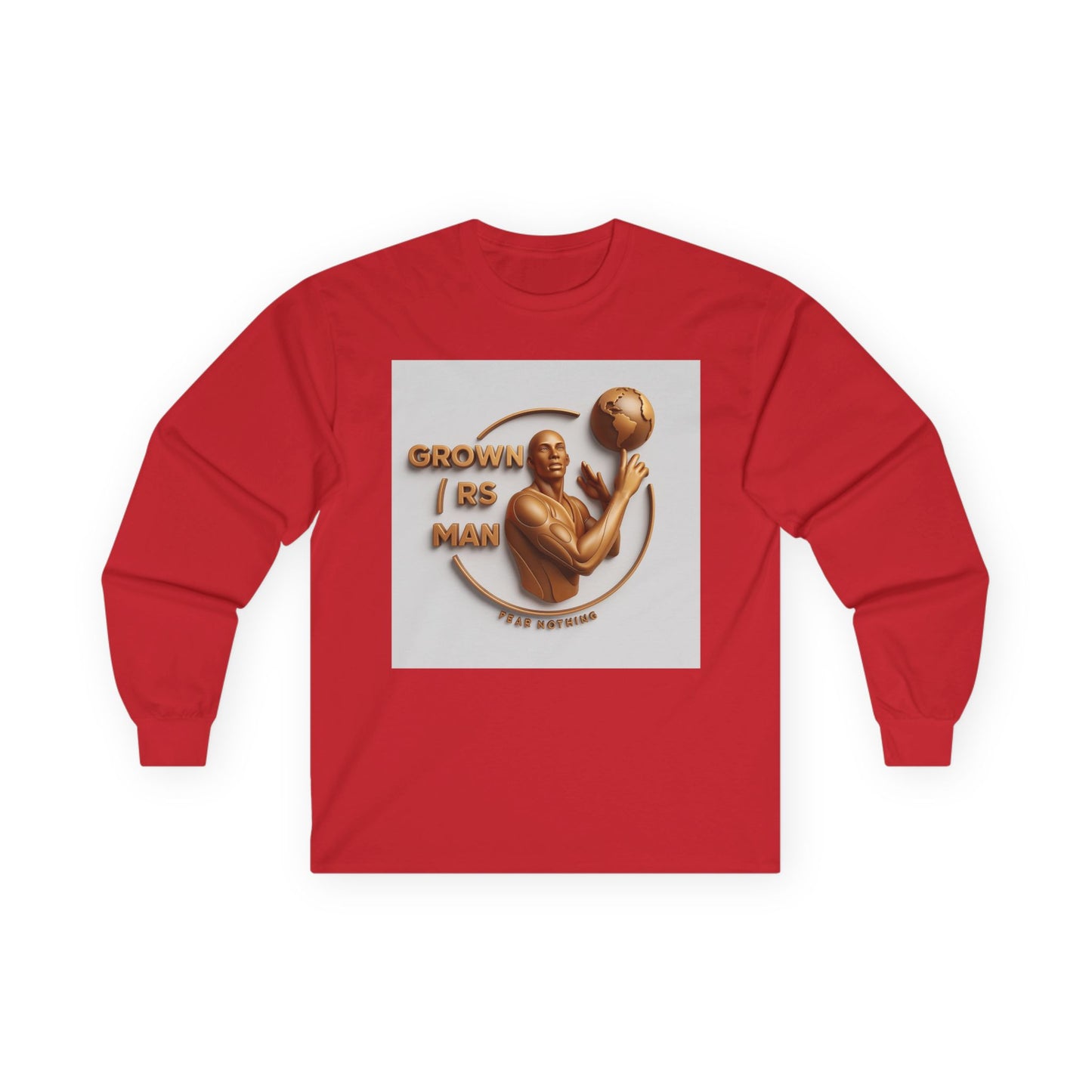 Long Sleeve Tee — "Grown R's Man" Vintage Bronze Basketball Graphic