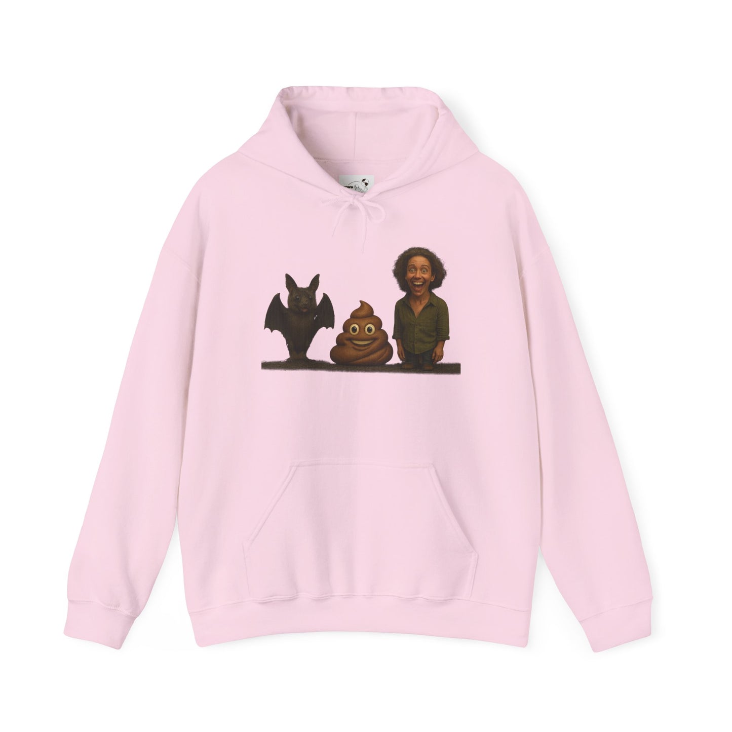 Novelty Hoodie — Whimsical Bat, Shit, Crazy