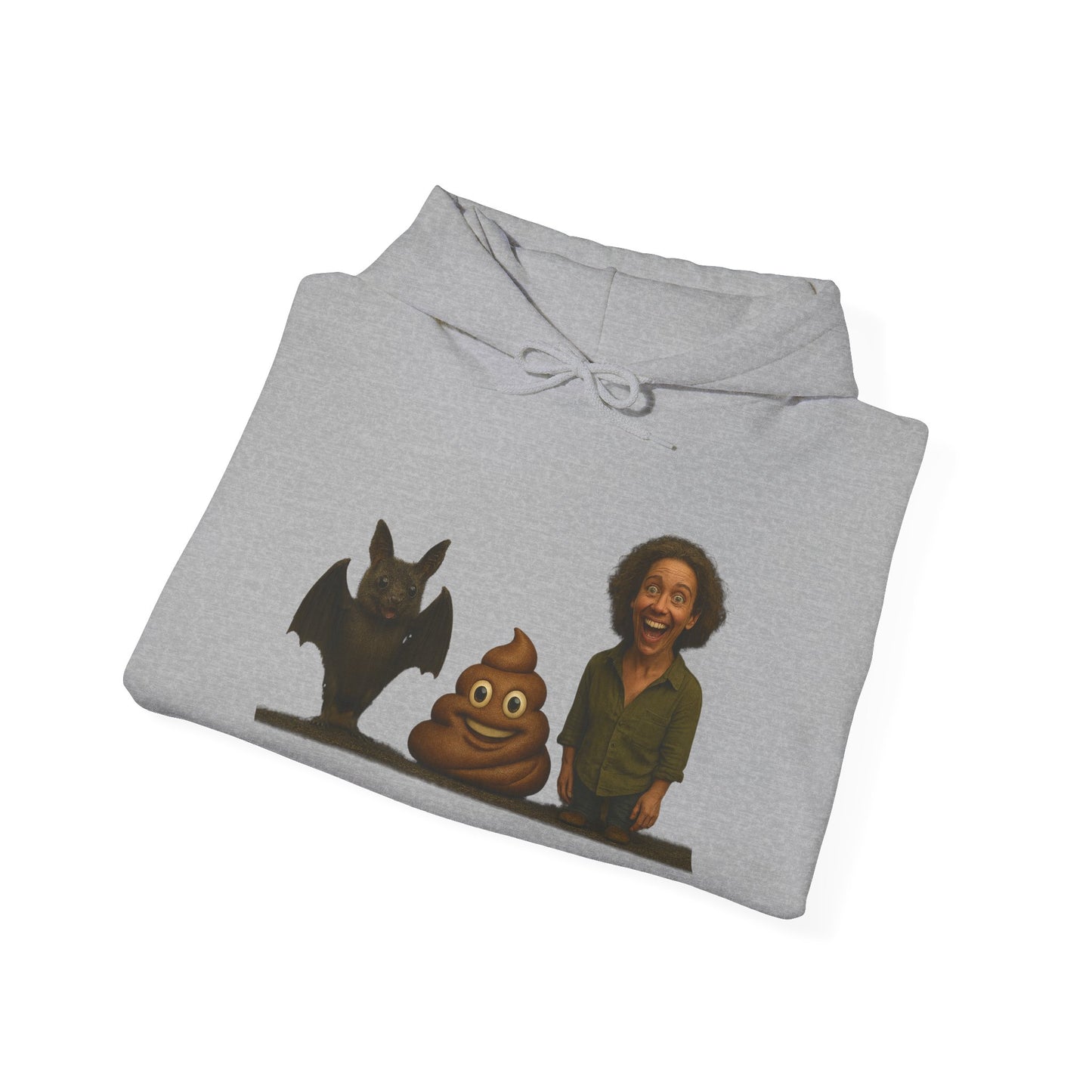 Novelty Hoodie — Whimsical Bat, Shit, Crazy