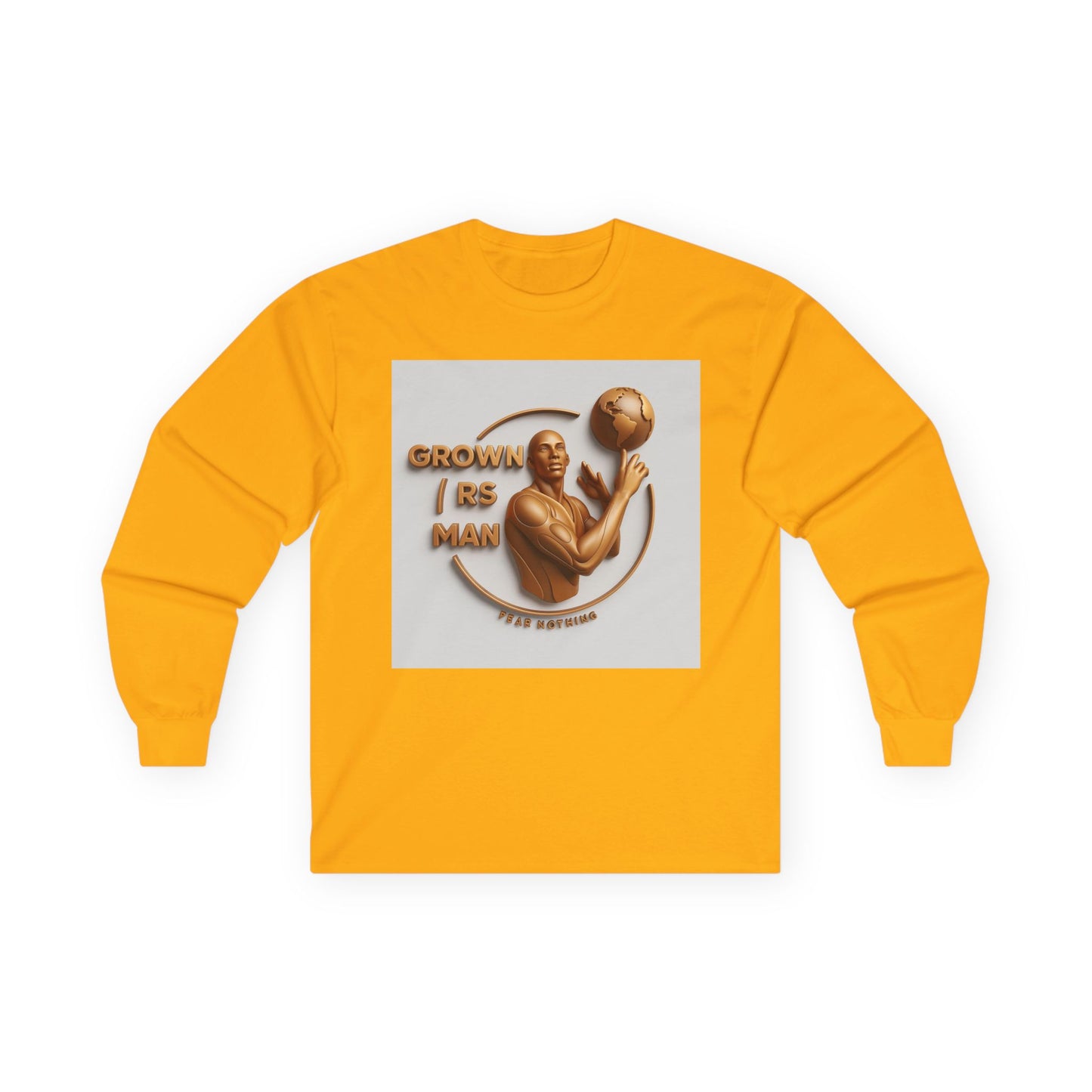 Long Sleeve Tee — "Grown R's Man" Vintage Bronze Basketball Graphic