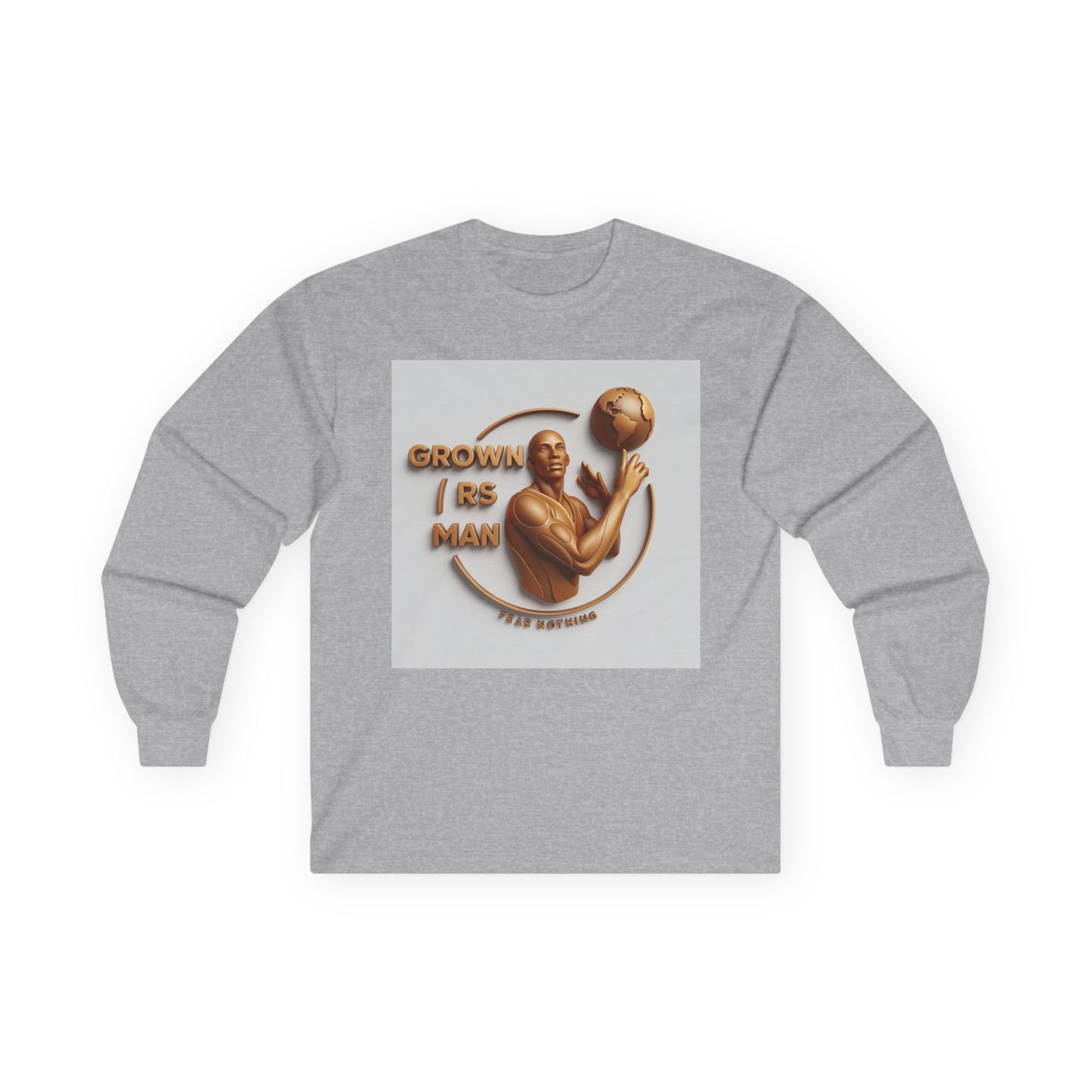 Long Sleeve Tee — "Grown R's Man" Vintage Bronze Basketball Graphic
